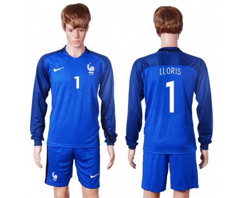 France #1 LLORIS Home Long Sleeves Soccer Country Jersey